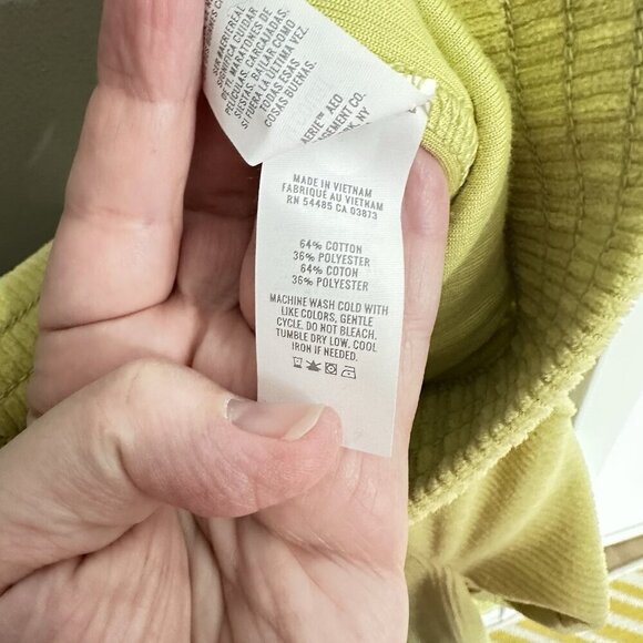 AERIE pants flare pull on elastic waist lounge ribbed gym neon yellow short M - Picture 9 of 10